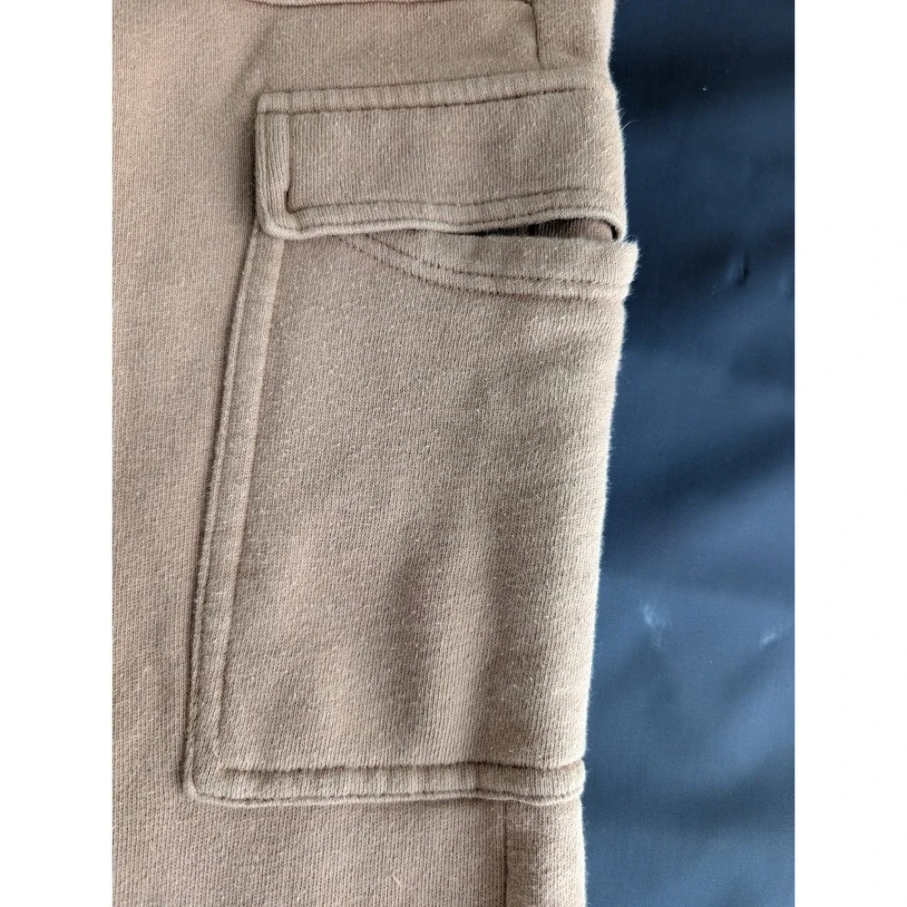 Old Navy SoComfy Sweatpants Mens S Beige Fleece Cargo Pockets Elastic Drawstring